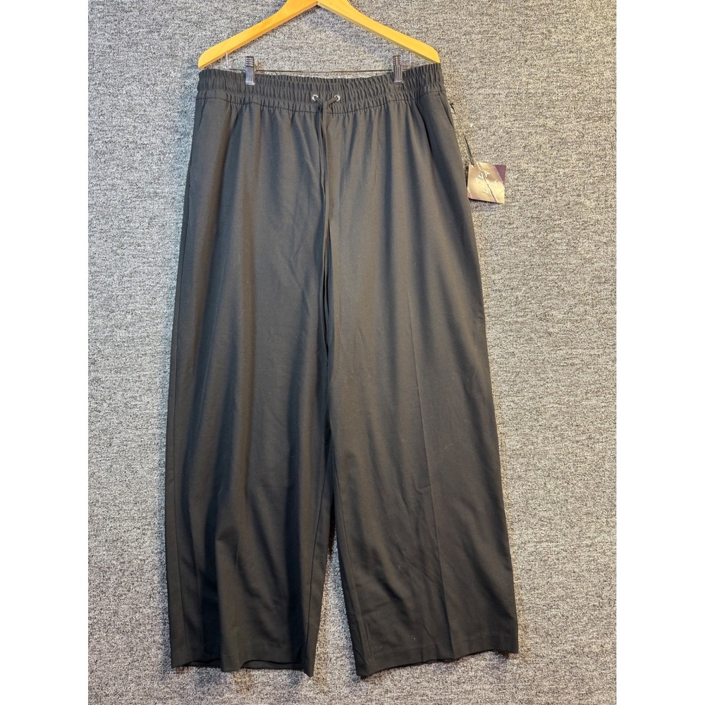 Ava & Viv Womens XXL Black Wide Leg Cropped Drawstring Trousers NWT 021 07 3151